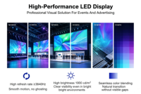 Écran LED HDR10+ 8K en couleur pleine, indice d'étanchéité IP65, luminosité personnalisable, fréquence de rafraîchissement de 240 Hz, technologie lisible en plein soleil