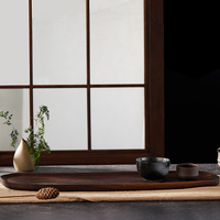 Natuurlijk Huis Zwart Walnotenhout Houten Onregelmatige Dienblad Voor Sushi Fruit Snacks Thee Koffie Plateau En Bois
