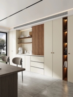 Aparador de Madera Ecológico de Diseño Libre, Mueble Moderno con Luces LED de Alto Brillo para Sala de Estar y Comedor