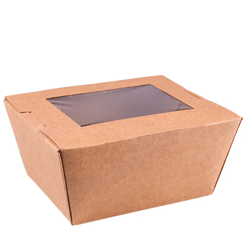 बायोडिग्रेडेबल डिस्पोजेबल टेकअवे कस्टम मुद्रित क्राफ्ट पेपर लंच बॉक्स 2 डिब्बे बेंटो फूड कंटेनर बॉक्स के साथ