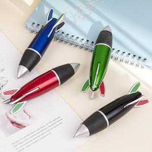 रॉकेट के आकार के प्लास्टिक बहु रंग 4 नरम पकड़ बॉल पेन को कार्यालय और स्कूल के उपयोग के लिए चिकनी लेखन - Product Image 1