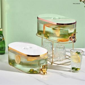 Vente en gros de distributeurs de boissons rectangulaires pour réfrigérateur de 1,4 gallon, contenants pour limonade avec couvercles, PS+PP de haute qualité, blanc/vert/vert clair - Product Image 5