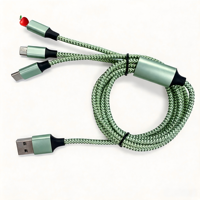 Cable de Carga Togudu T-250 3 en 1, Tipo-C USB 2.0, Cobre Puro, Trenzado de Nailon, para Teléfono Móvil iPhone y Android