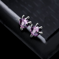 HAOXUAN Boucles d'oreilles griffe de dragon en améthyste - Métal écologique, design simple, tendance, polyvalent, style hip-hop unique, cinq