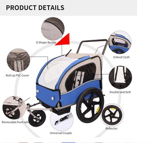 Remorque pliable à deux places pour enfants, <span class=keywords><strong>chariot</strong></span> de transport pour <span class=keywords><strong>vélo</strong></span> d'enfant - Product Image 2