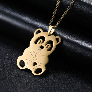 Collar con dije de elefante para niños, cadena de oro de acero inoxidable <span class=keywords><strong>2021</strong></span>, <span class=keywords><strong>Animal</strong></span>, venta al por mayor, elefante Panda, joyería - Product Image 3