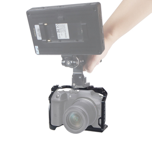 Cage de caméra stabilisatrice pour tournage vidéo et cinéma, compatible Canon EOS R7 plein format, avec support griffe froide pour bras articulé, microphone et éclairage vidéo - Product Image 5