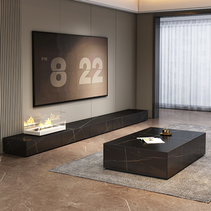 Soporte de <span class=keywords><strong>TV</strong></span> Moderno y Duradero <span class=keywords><strong>Mu</strong></span> Te Negro Dorado para Montar en la Pared, Mueble de Sala de Estar para Televisores de 65+ Pulgadas - Product Image 2