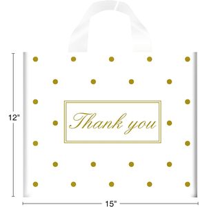 Thank You Plastic Shopping <b>Bag</b> <b>Small</b> With Handles Dot Pattern For Party Retail Use - Product Image 5