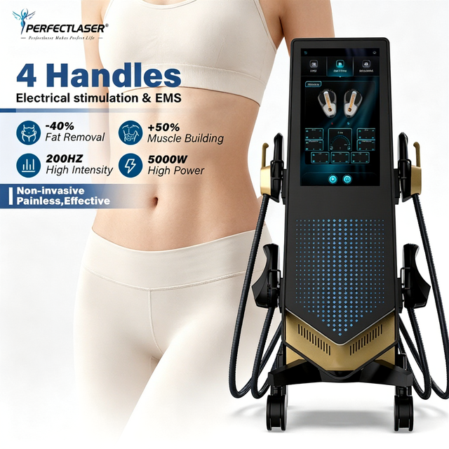 Perfectlaser Professional EMS Body Shaper 4 Handles Full Body Muscle Toning Fat Reduction Device
