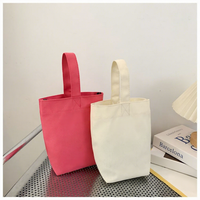 Petit sac fourre-tout en toile, mini sac à main, couleur unie, sac à main en toile simple, réutilisable, portable, sac de shopping pour un usage quotidien