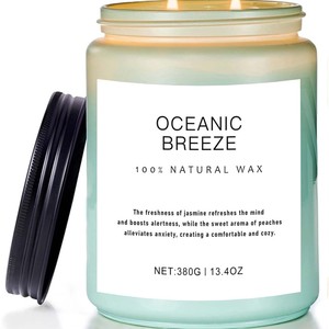 Bougie parfumée de luxe à 2 mèches en cire de soja, faite à la main, lavande et agrumes, vente en gros, marque privée, grand pot en verre avec couvercle pour la décoration intérieure - Product Image 5
