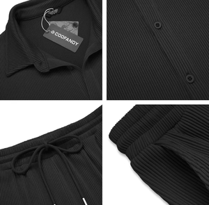 Conjunto de <span class=keywords><strong>2</strong></span> Piezas para Hombre, Camisa Casual de Manga Corta con Botones, Pantalones Holgados de Playa para Verano - Product Image 5