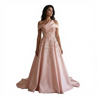 Nouvelle Robe de Soirée Classique Rose Élégante S2018F 2026, Modèle Tendance, avec Dentelle Florale 3D Superposée, Perles et Traîne Chapelle, Coupe Sirène Trompette