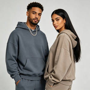 Sweat-shirts unisexes ODM 100% coton, coupe ample, fermeture éclair, impression en relief, sans cordon, tendance - Product Image 3