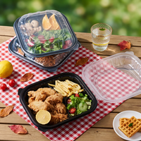 Boîtes alimentaires jetables 9x9 à charnière pour micro-ondes, emballages de repas, assiettes à emporter avec couvercle pour la restauration rapide