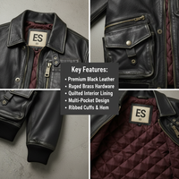 Vestes en cuir vintage pour hommes personnalisables fabriquées par des artisans |   Blouson aviateur multi-poches, fabrication haut de gamme, tissu lourd et résistant