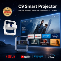 Proyector Mini Portátil LED C9 Whale TV Smart Android Wifi Bluetooth 4K para Cine en Casa y Juegos 5G Usb