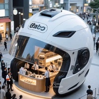 Escultura de Casco de Motocicleta Gigante Personalizada de Fibra de Vidrio, Instalación Artística para Exteriores, Decoración para Cafeterías y Plazas Comerciales
