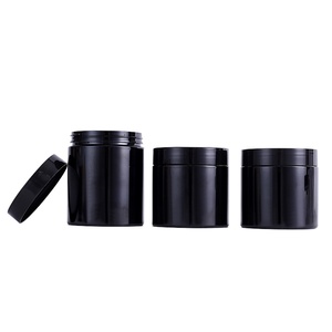 Pot cosmétique vide en plastique PET noir solide pour crème et lotion, 30g, 50g, 100g, 120g, 150g, 200g, 250g, 300g, 400g, 500g - Product Image 1