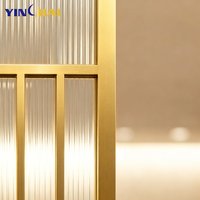 Paravents en acier inoxydable, cloisons modernes en métal avec verre cannelé trempé pour entrée et salon