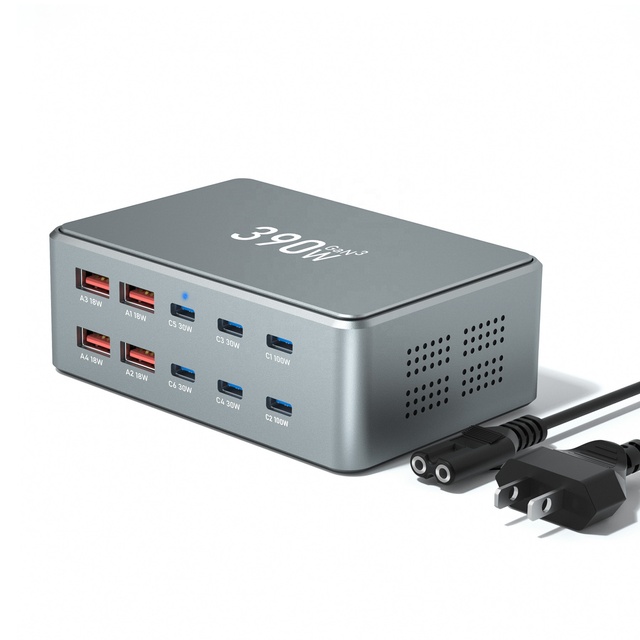 Multi-Port Fast Charging USB + Type-C Charger 390W High-Power Charging Station for Phones Tablets Laptops