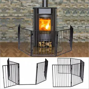 Metal Folding Furnace Fireplace Fence Fire Screen Guards Against Pet Dog Puppy Baby Indoor Outdoor