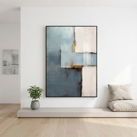 Peinture sur toile abstraite texturée 3D moderne, peinte à la main, style minimaliste bleu beige, décoration murale pour la maison, vente en gros d'usine