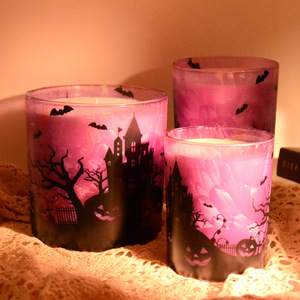 Bougie parfumée cylindrique vintage pour la décoration d'Halloween, parfum pour les fêtes d'Halloween - Product Image 1