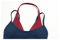 Sujetador deportivo halter de imitación de dos piezas con forro doble y contraste, sin rozaduras, con ribetes, ajuste ceñido al cuerpo, para mujer, casual, para yoga
