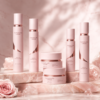 Flacon pulvérisateur et pots de crème pour le visage en verre noir à motif ligne dorée, 100ml 80ml 50ml 30ml 50g 30g, faible MOQ, direct usine