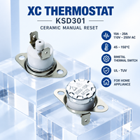 Thermostat XC KSD301 en céramique à réinitialisation manuelle 10A/15A/16A/20A 125V/250V AC 45-150 ° Interrupteur thermique bimétallique C TUV CQC