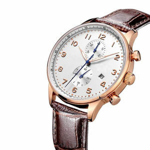 Montre à quartz pour hommes fabriqué en chine, accessoire <span class=keywords><strong>masculin</strong></span> de marque OEM, avec bracelet en cuir, logo personnalisé, vente en usine - Product Image 4