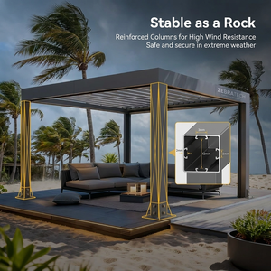 ชุดเพอร์โกลาอะลูมิเนียมเคลือบสีฝุ่นแบบโมเดิร์น พร้อมตัวเลือกแผงโซลาร์เซลล์ LED ประกอบง่ายสำหรับระเบียง ที่จอดรถ โรงรถ และตกแต่งภายนอก - Product Image 4