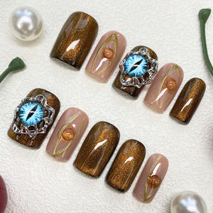 <span class=keywords><strong>Ongles</strong></span> press-on personnalisés avec motif papillon peint à la main, 3D, colorés, réutilisables, en acrylique, <span class=keywords><strong>faux</strong></span> <span class=keywords><strong>ongles</strong></span>, forme cercueil, carrés, à <span class=keywords><strong>coller</strong></span>, pour nail art - Product Image 6