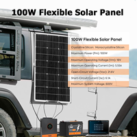 Panneau solaire flexible monocristallin 12V 18V 100W 120W 200W étroit ETFE pour lampes de vidéosurveillance et éclairage public