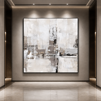 Peinture à l'huile abstraite minimaliste moderne, texture 3D épaisse, tons neutres, art mural sur toile pour la décoration de salon de luxe
