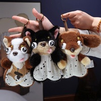En gros, Pendentif en peluche chien aux grands yeux mignon pour décoration de sac, Poupées en peluche confortables, Jouets en peluche compagnons, Cadeaux