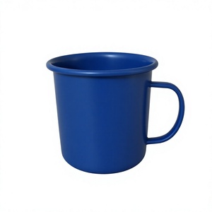Blue Enamel <b>Camping</b> Mug Metal Coated Drinking <b>Cup</b> with Hand Grip for Office Home Outdoor Use - Product Image 2