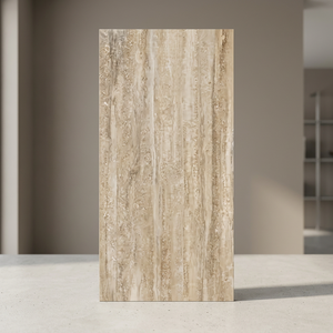 กระเบื้องปูพื้นพอร์ซเลนขัดเงาสีเบจ Voyega Travertine ขนาด 800x1600 มม. ขายส่ง - Product Image 1