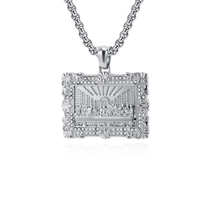 Hot Selling Last Supper Diamond <b>Copper</b> Necklace Unisex Hip-Hop Niche Personality Fashionistas Wear Pendant Bamboo <b>Chain</b> Party - Product Image 5