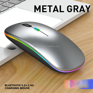 Souris filaire silencieuse rechargeable 2,4 GHz USB haute résolution avec rétroéclairage RGB et design ergonomique pour ordinateur portable et tablette - Product Image 5