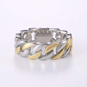 Anello con Design a Catena Bicolore Stile Punk per Uomo - Product Image 4