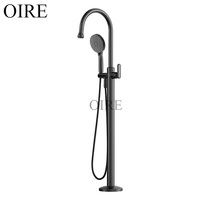 Robinet de baignoire autoportant en laiton brossé gris anthracite avec douchette à main, nouvelle arrivée Kaiping Oire