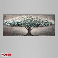 Peinture à l'huile sur toile personnalisée, motif floral grand format, peinte à la main, style moderne gris, collection HOTEN, art mural décoratif