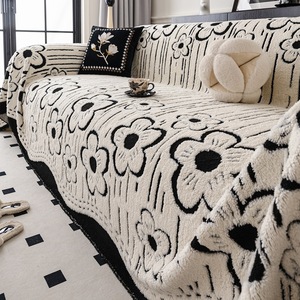<b>Sofa</b> <b>Cover</b> One Piece Full Wrap Floral Plush Modern Style 145-185Cm <b>For</b> General <b>Sofa</b> - Product Image 1