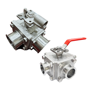 TAIWAN OEM&ODM Available Size 1/2" Multi-port Manual Sanitary Ball Valve SS316/SS333L PTFE <b>Sealing</b> for Gas/Water/Oil -20C~200C - Product Image 4