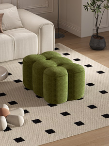 Taburete Otomano Moderno Tapizado con Diseño Floral, Puf de Plástico, Reposapiés, Asiento de Sofá para Sala de Estar o Entrada - Product Image 3