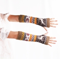 Pouce trou longs gants acrylique cerf demi-doigt mitaines hiver bras plus chaud pour l'hiver dames tricoté dessin animé gants de noël
