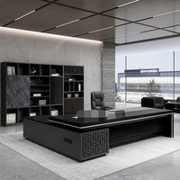 Bureau de direction moderne de luxe sur mesure pour PDG/Directeur général, grand bureau exécutif en bois avec rangement pour bureau de luxe